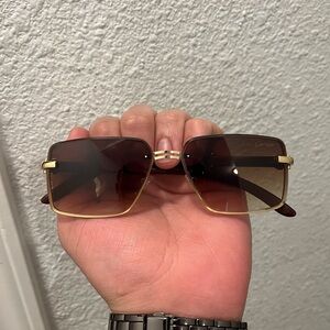 Cartier Gold Frame Designer Sunglasses with Brown Lenses Men’s